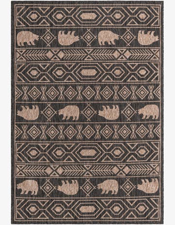 Black Easy-Clean Southwestern Indoor / Outdoor Rug