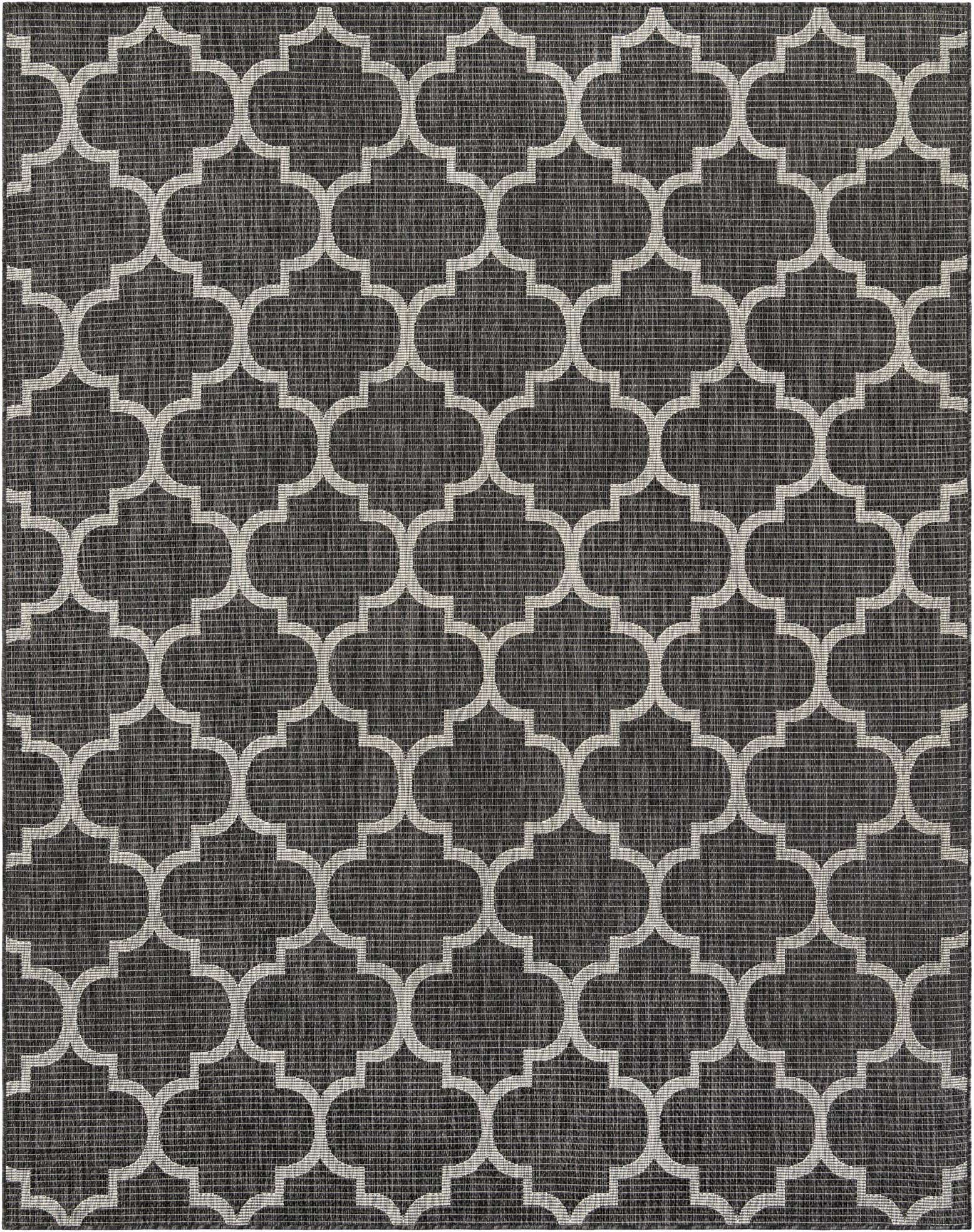 Custom Black Easy-Clean Trellis Indoor / Outdoor Rug