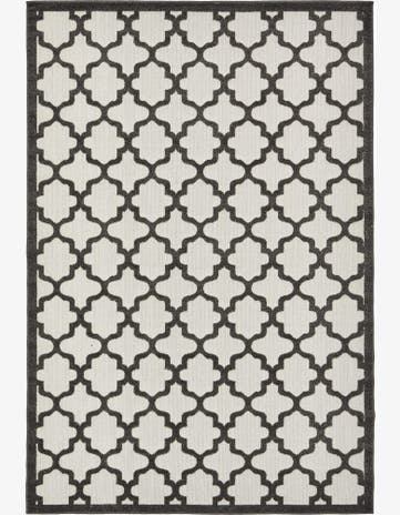 Black Easy-Clean Trellis Indoor / Outdoor Rug