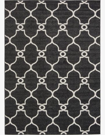 Black Easy-Clean Trellis Indoor / Outdoor Rug