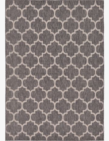 Black Easy-Clean Trellis Indoor / Outdoor Rug