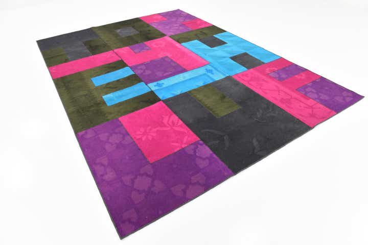 7' 3 x 10' Hand Woven Patchwork Wool Rug