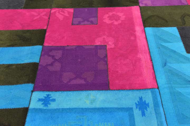 7' 3 x 10' Hand Woven Patchwork Wool Rug