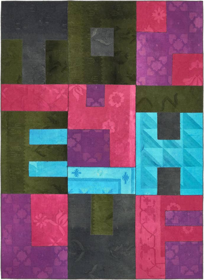 Detail image of 7' 3 x 10' Hand Woven Patchwork Wool Rug