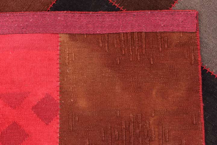 7' 2 x 10' Hand Woven Patchwork Wool Rug
