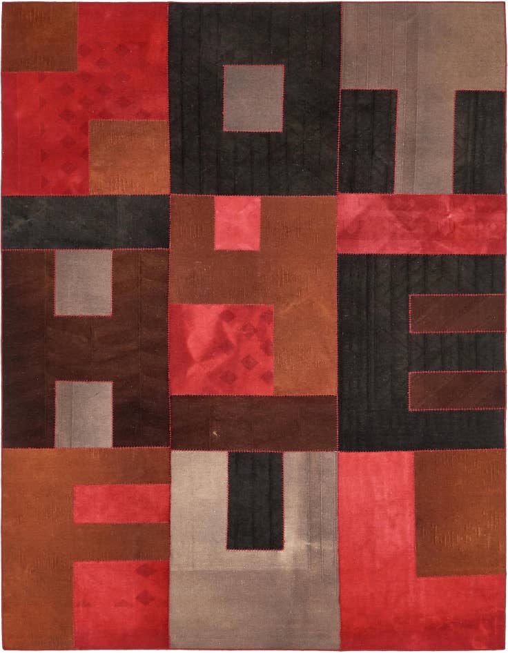 Detail image of 7' 2 x 10' Hand Woven Patchwork Wool Rug