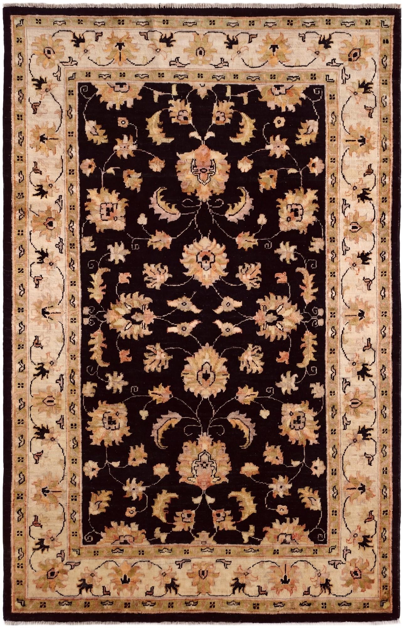 4' 1 x 6' 3 Hand Knotted Pershawar Ziegler Rug