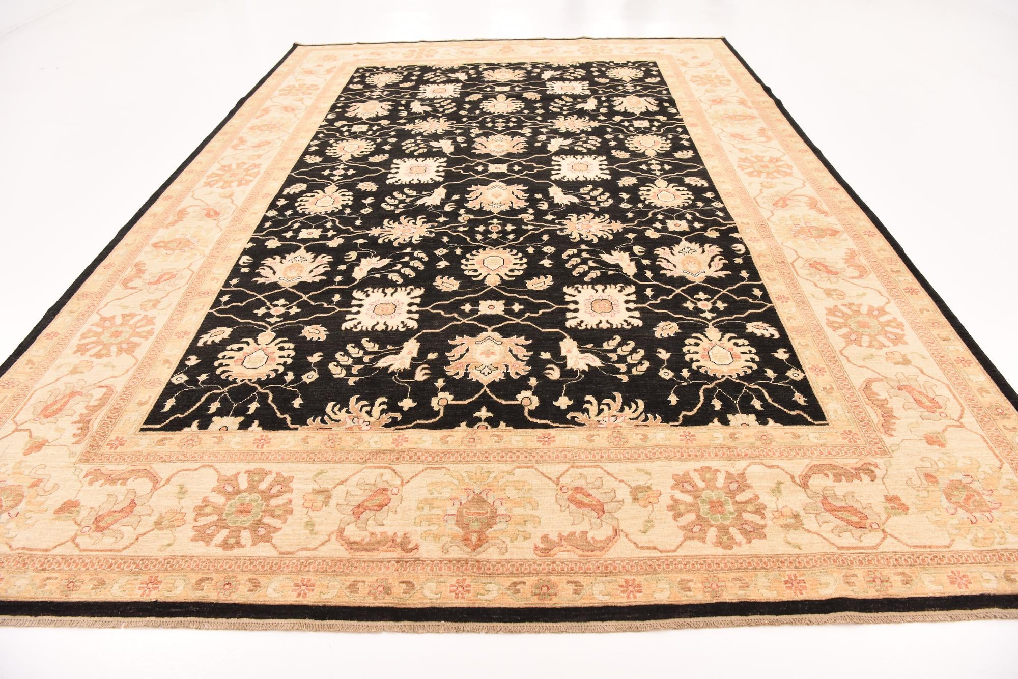 8' 11 x 12' 7 Hand Knotted Peshawar Ziegler Rug