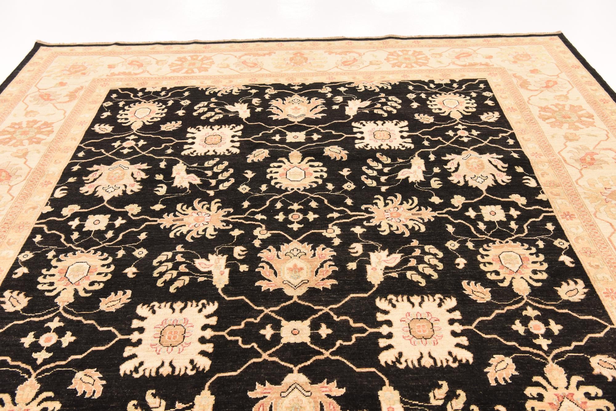 8' 11 x 12' 7 Hand Knotted Peshawar Ziegler Rug