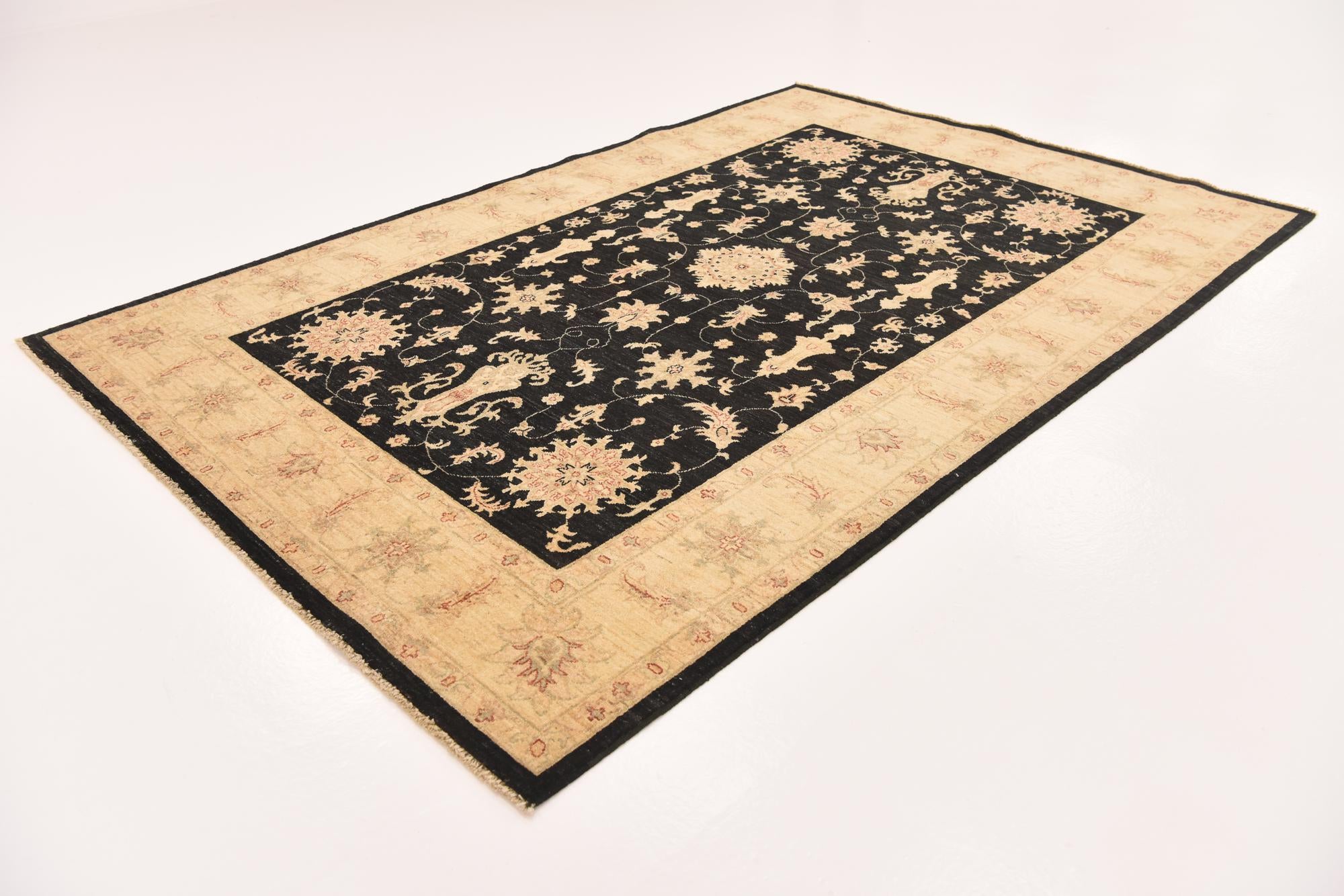 5' 8 x 8' 7 Hand Knotted Peshawar Ziegler Rug