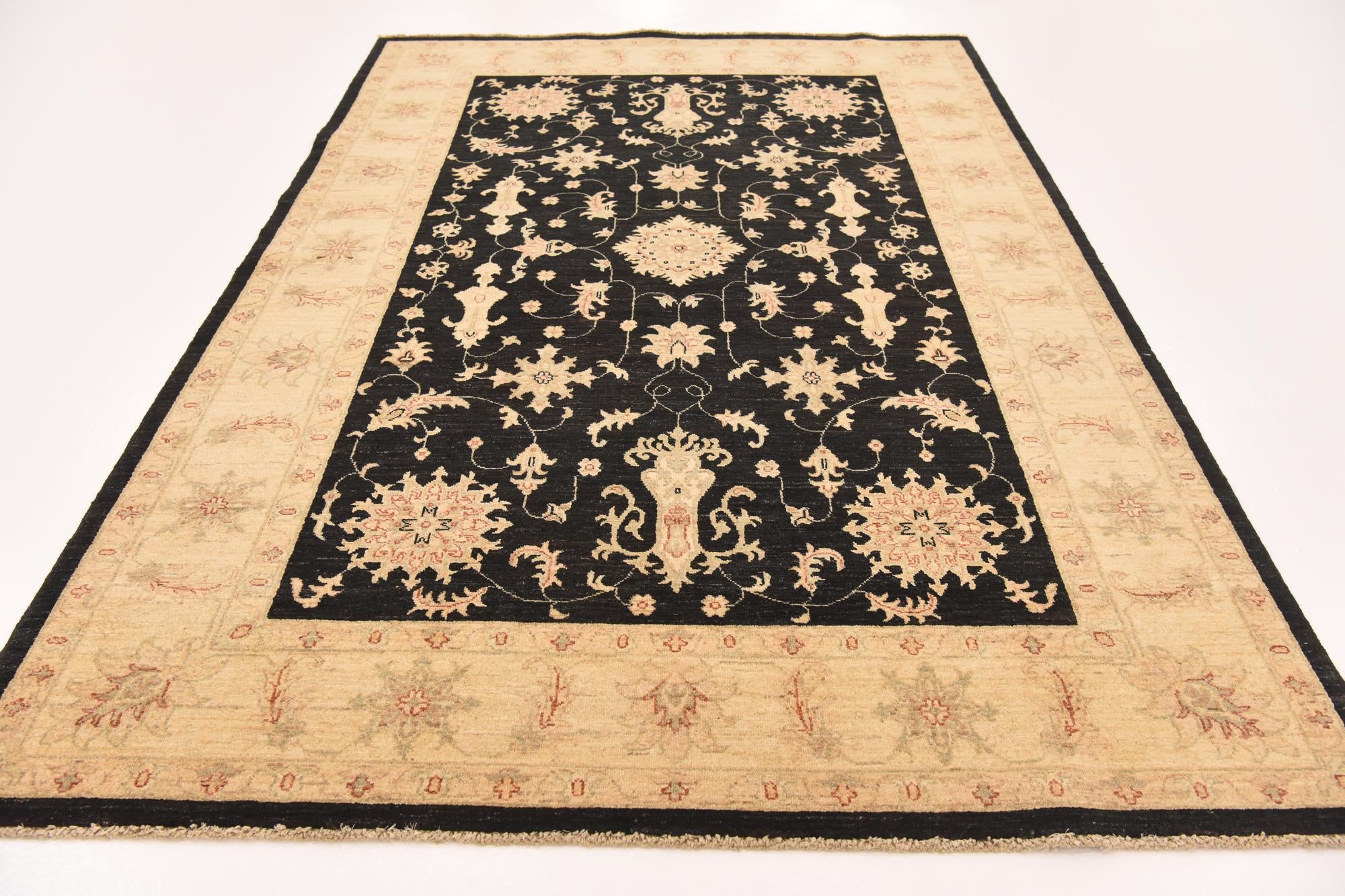 5' 8 x 8' 7 Hand Knotted Peshawar Ziegler Rug