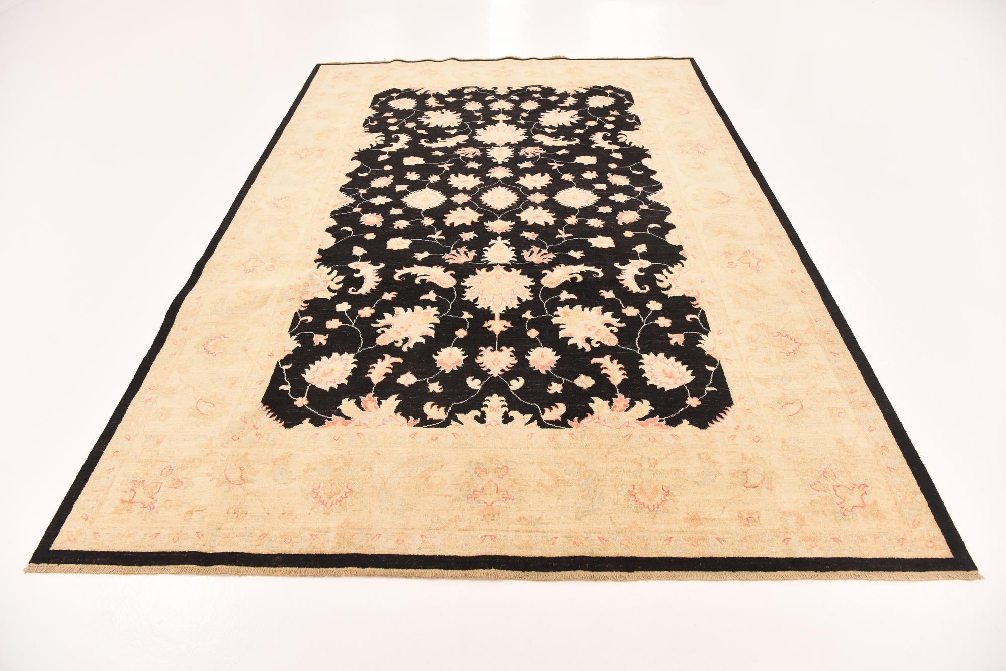 6' 9 x 9' 9 Hand Knotted Peshawar Ziegler Rug