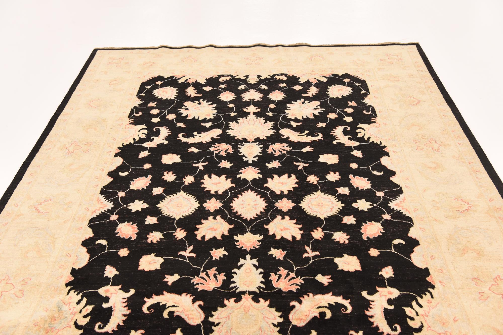 6' 9 x 9' 9 Hand Knotted Peshawar Ziegler Rug