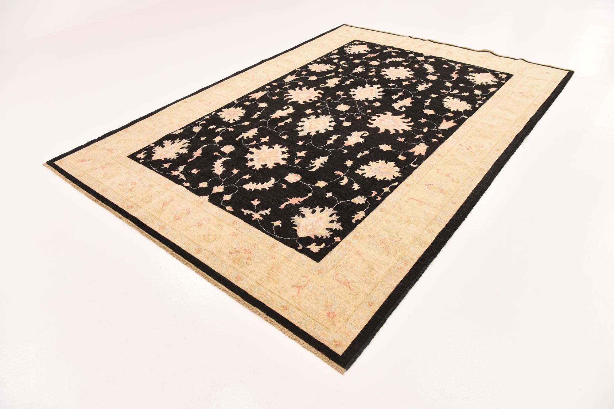 6' 10 x 9' 9 Hand Knotted Peshawar Ziegler Rug