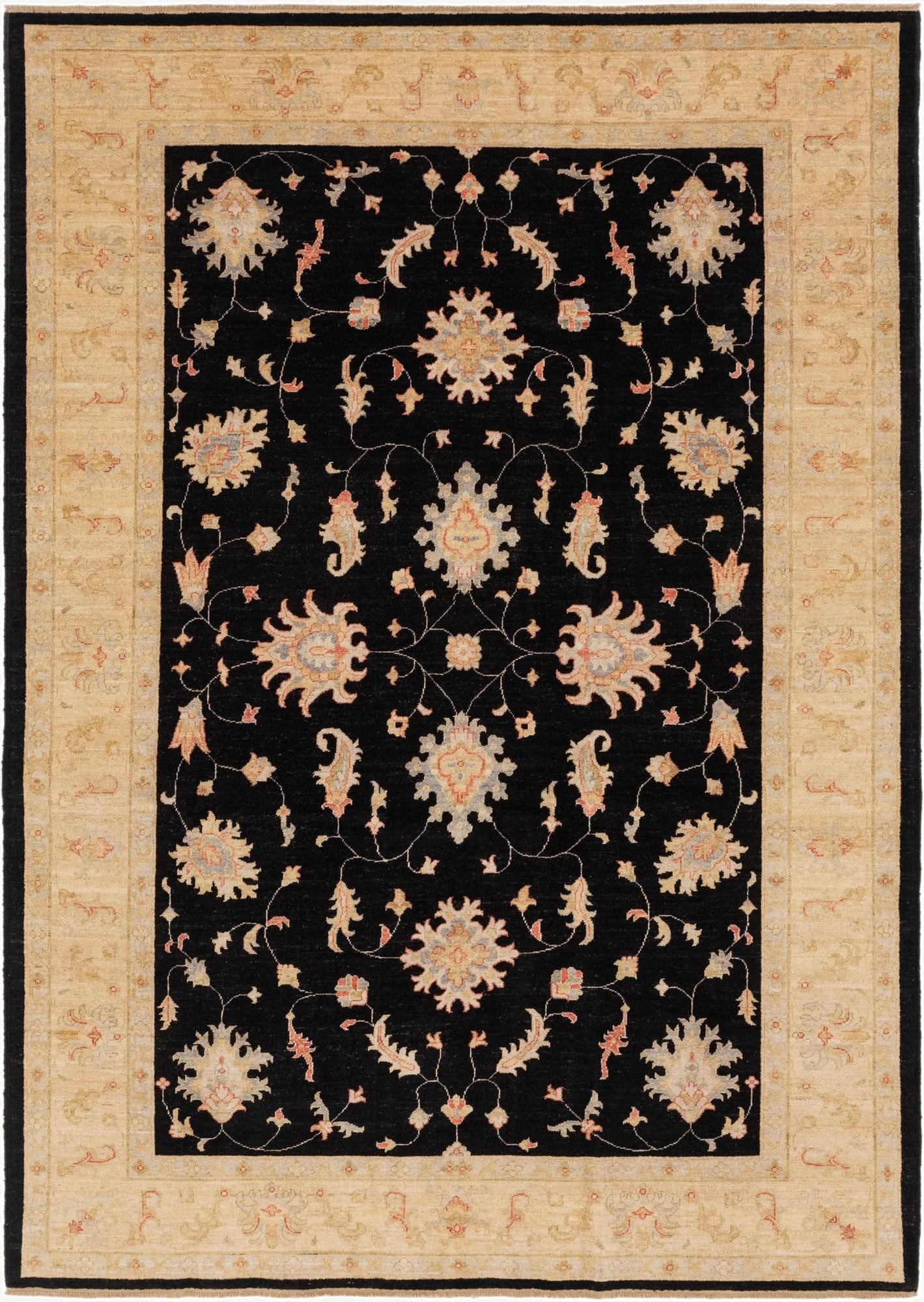 6' 10 x 9' 9  Hand Knotted Peshawar Ziegler Rug