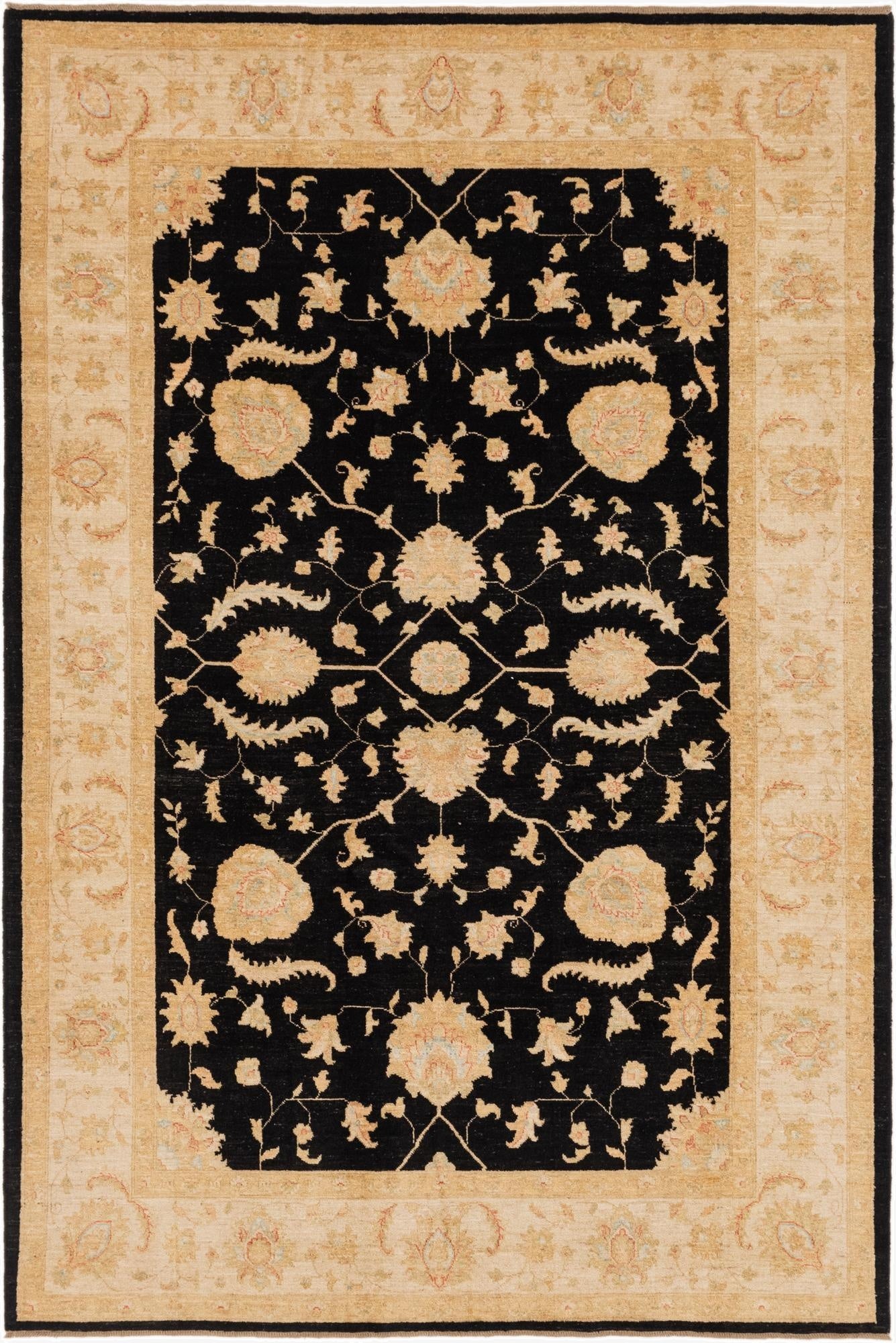 6' 7 x 9' 10  Hand Knotted Peshawar Ziegler Rug