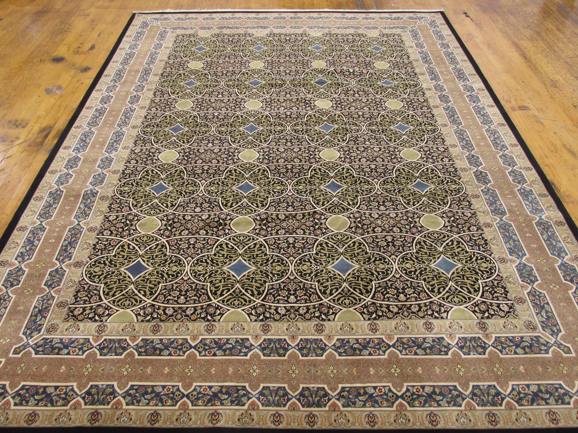 Black 9' x 12' 1 Hand Knotted Tabriz Hadji Jalili Oriental Rug
