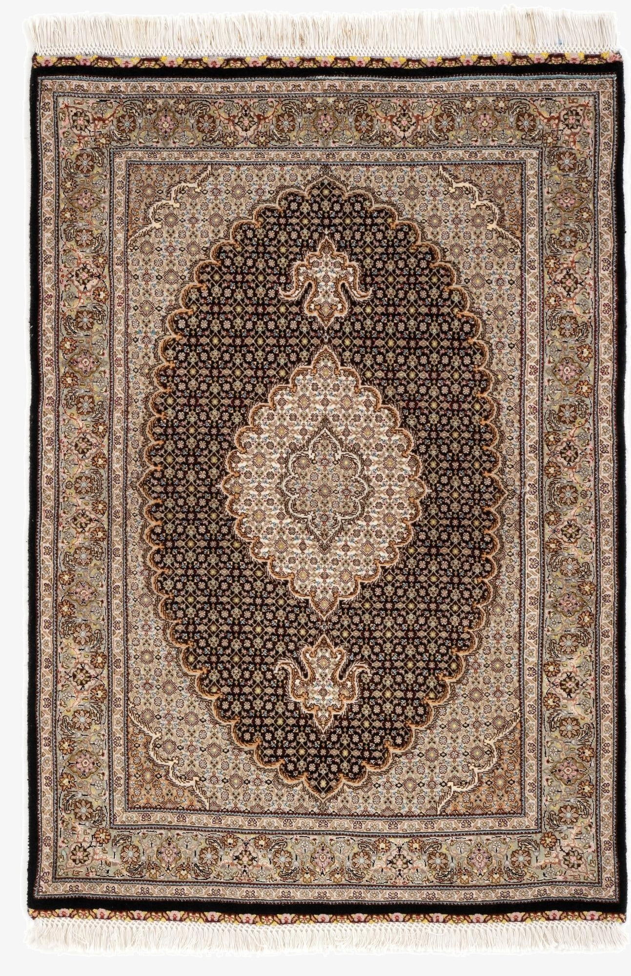 3' 3 x 5' 1  Hand Knotted Tabriz Mahi Persian Wool Rug