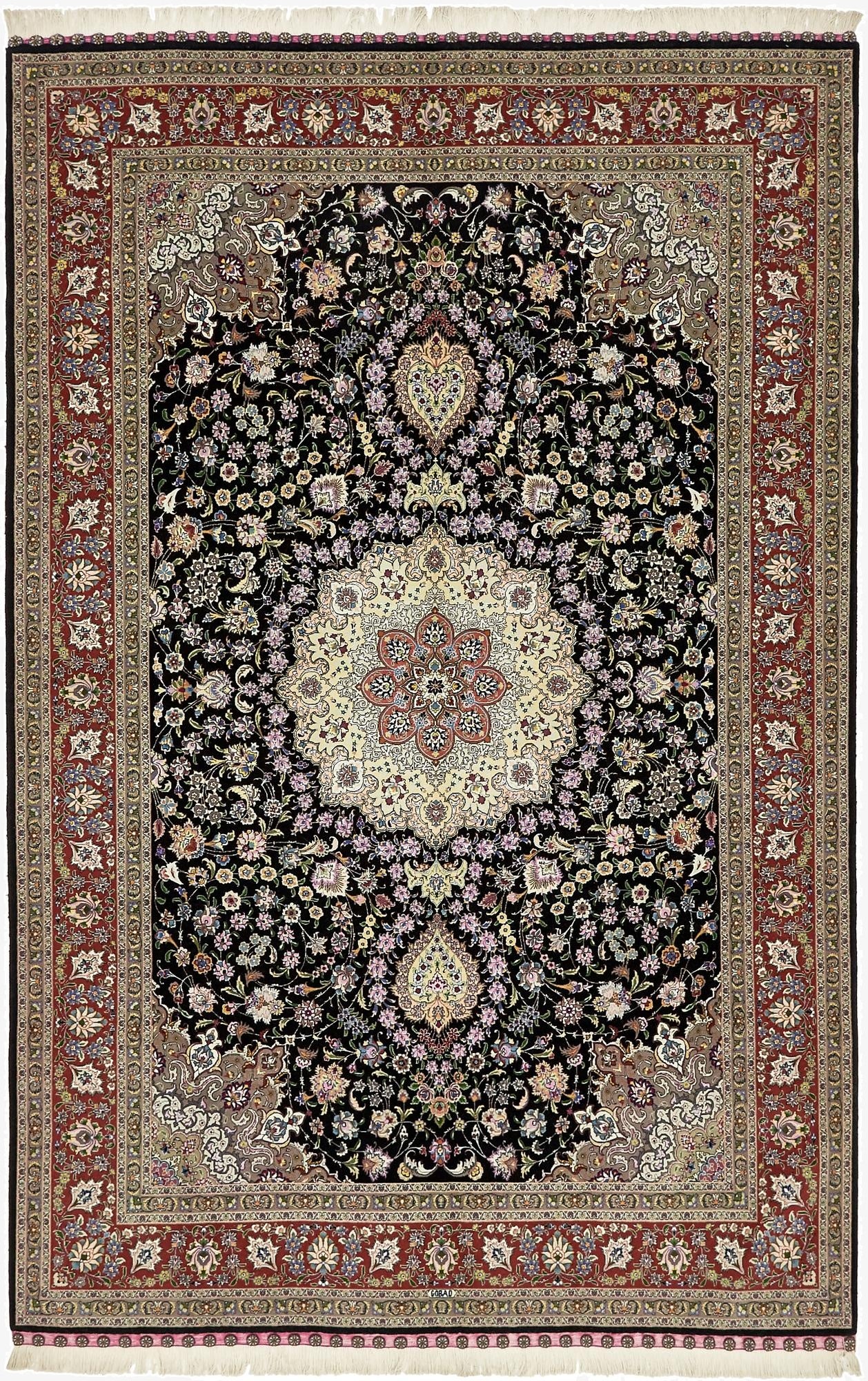 6' 6 x 10'  Hand Knotted Tabriz Persian Rug
