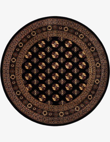 Black Bokhara Round Rug