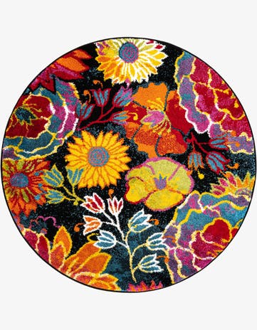 Black Florence Round Rug