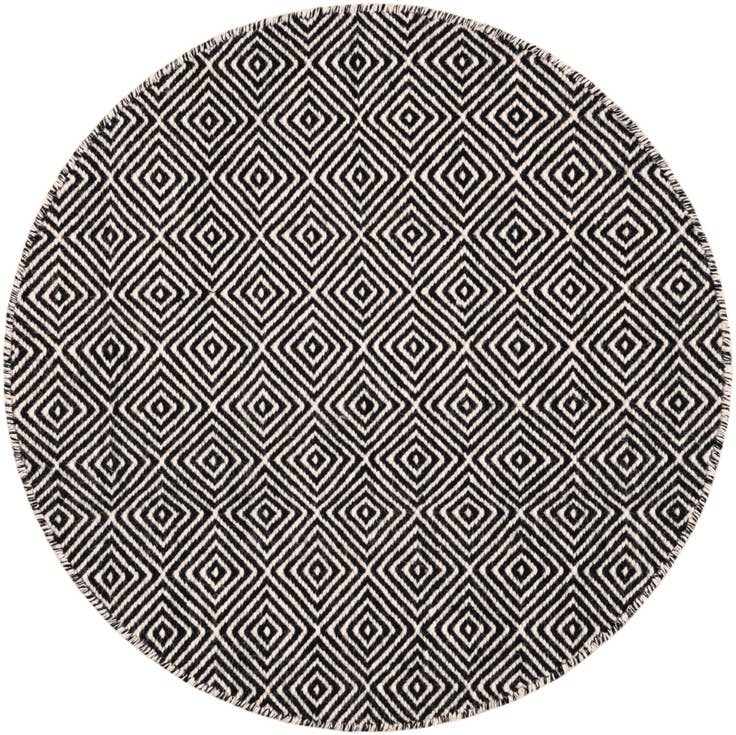 Detail image of 3' 1 x 3' 1 Hand Woven Geo Trellis Flatweave Round Rug