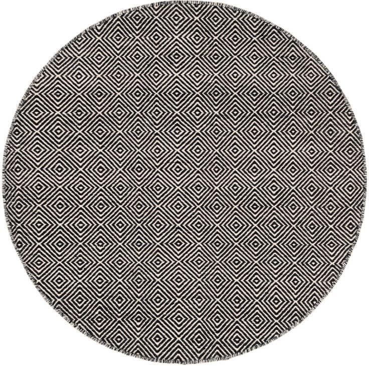 Detail image of 4' 1 x 4' 1 Hand Woven Geo Trellis Flatweave Round Rug