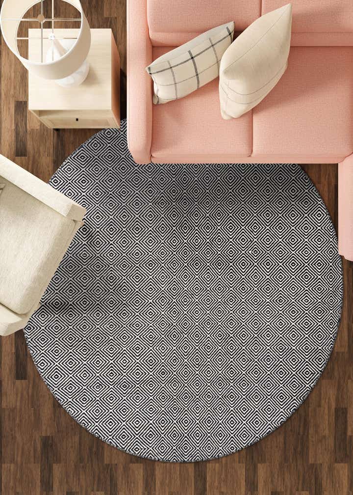 10' x 10' Hand Woven Geo Trellis Flatweave Round Rug