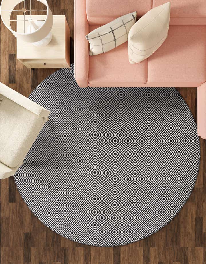 3' 1 x 3' 1 Hand Woven Geo Trellis Flatweave Round Rug