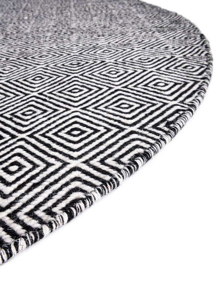 3' 1 x 3' 1 Hand Woven Geo Trellis Flatweave Round Rug