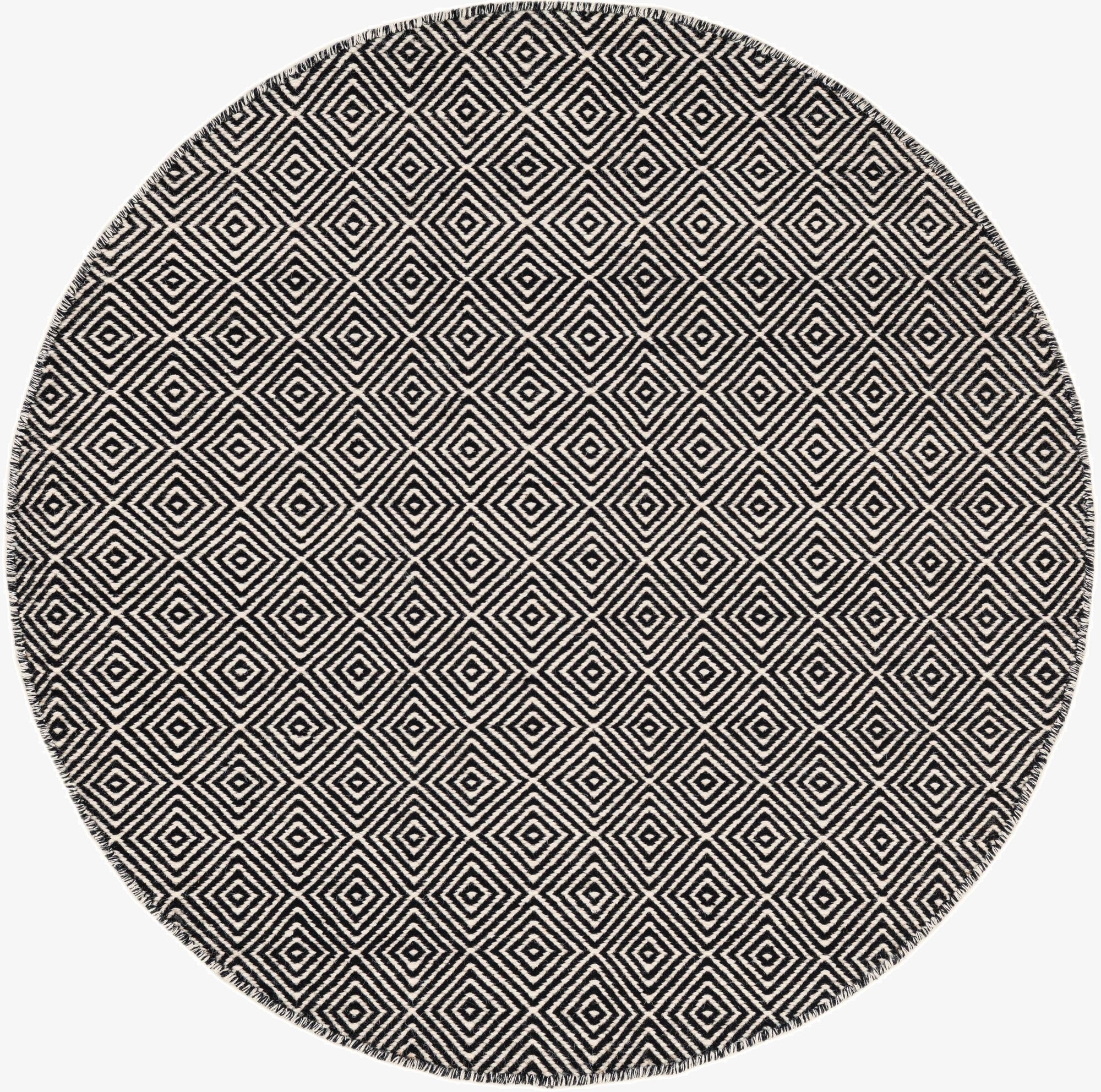 125cm x 125cm  Hand Woven Geo Trellis Flatweave Round Rug