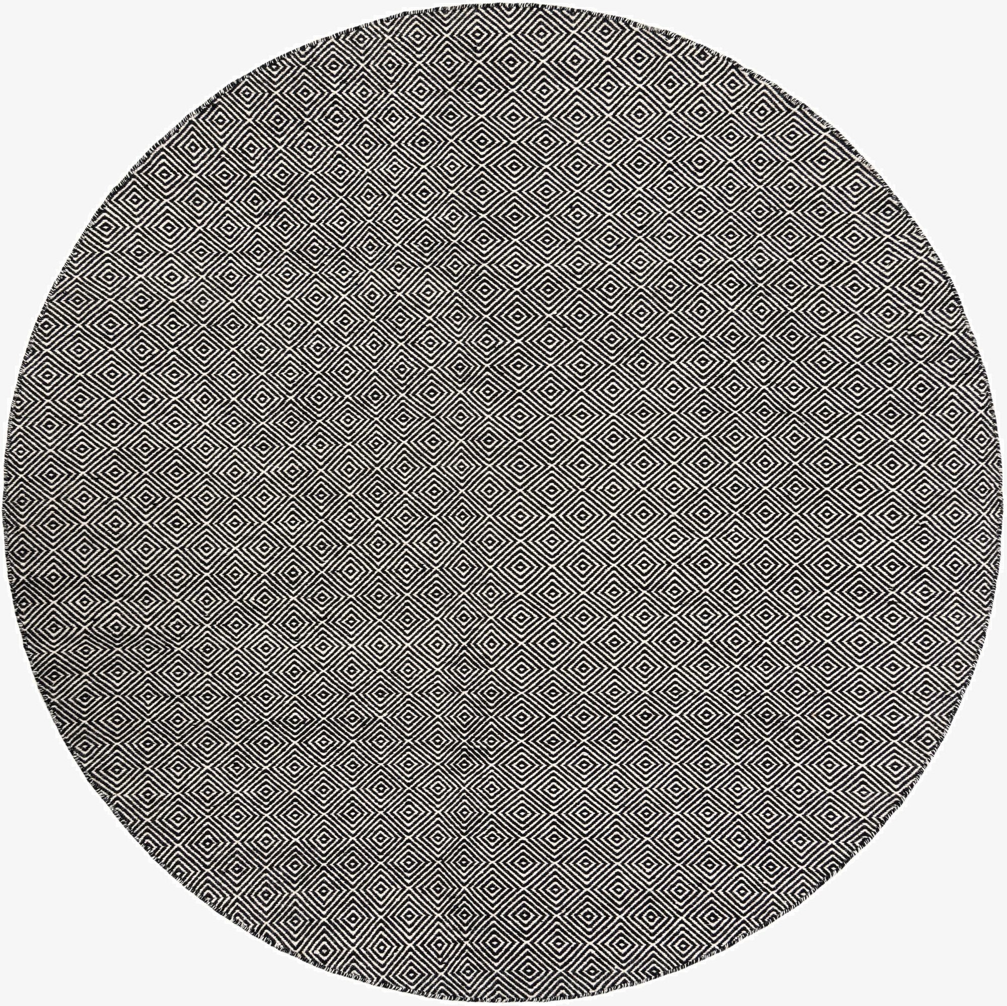 240cm x 240cm  Hand Woven Geo Trellis Flatweave Round Rug