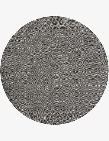 Black Hand Woven Geo Trellis Flatweave Round Rug