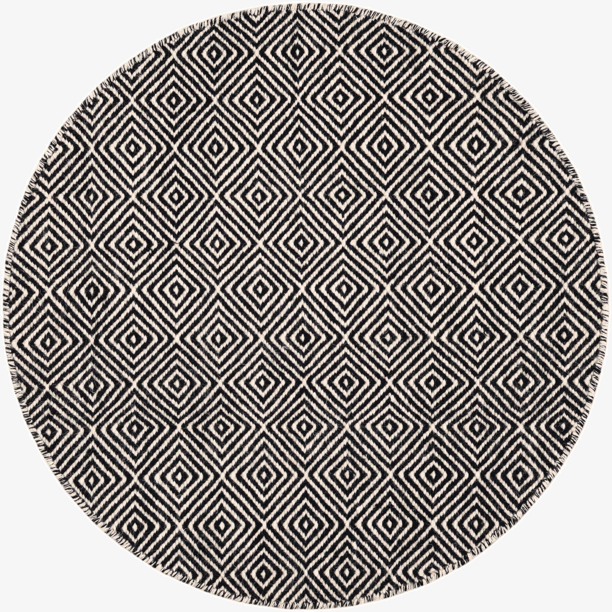 95cm x 95cm  Hand Woven Geo Trellis Flatweave Round Rug