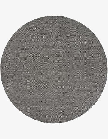 Black Hand Woven Geo Trellis Flatweave Round Rug