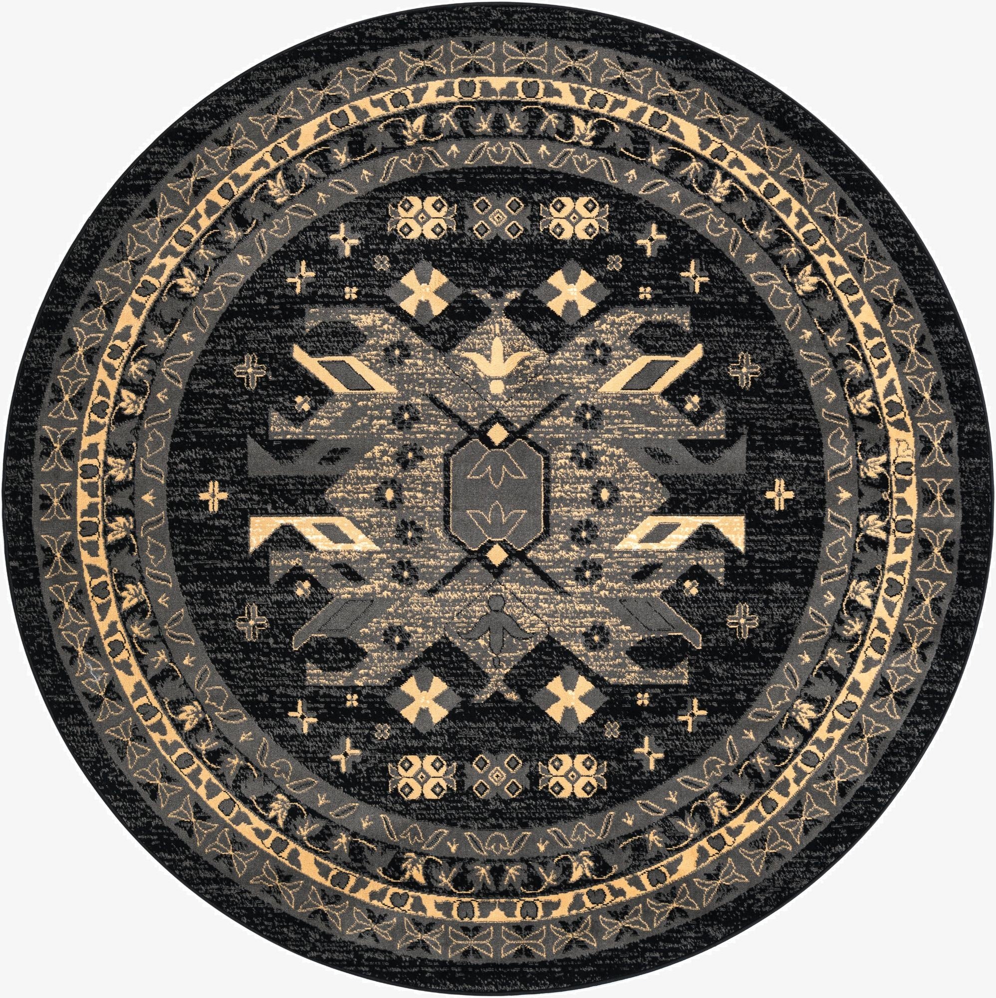7' 10 x 7' 10 Heriz Design Round Rug