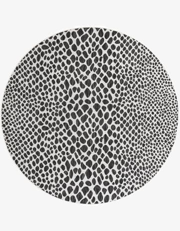 Black Easy-Clean Jill Zarin Cape Town Indoor / Outdoor Round Rug