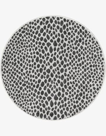 Black Easy-Clean Jill Zarin Cape Town Indoor / Outdoor Round Rug