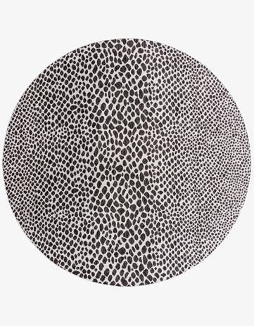 Black Easy-Clean Jill Zarin Cape Town Indoor / Outdoor Round Rug