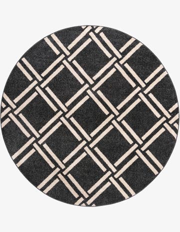 Black Lattice Round Rug