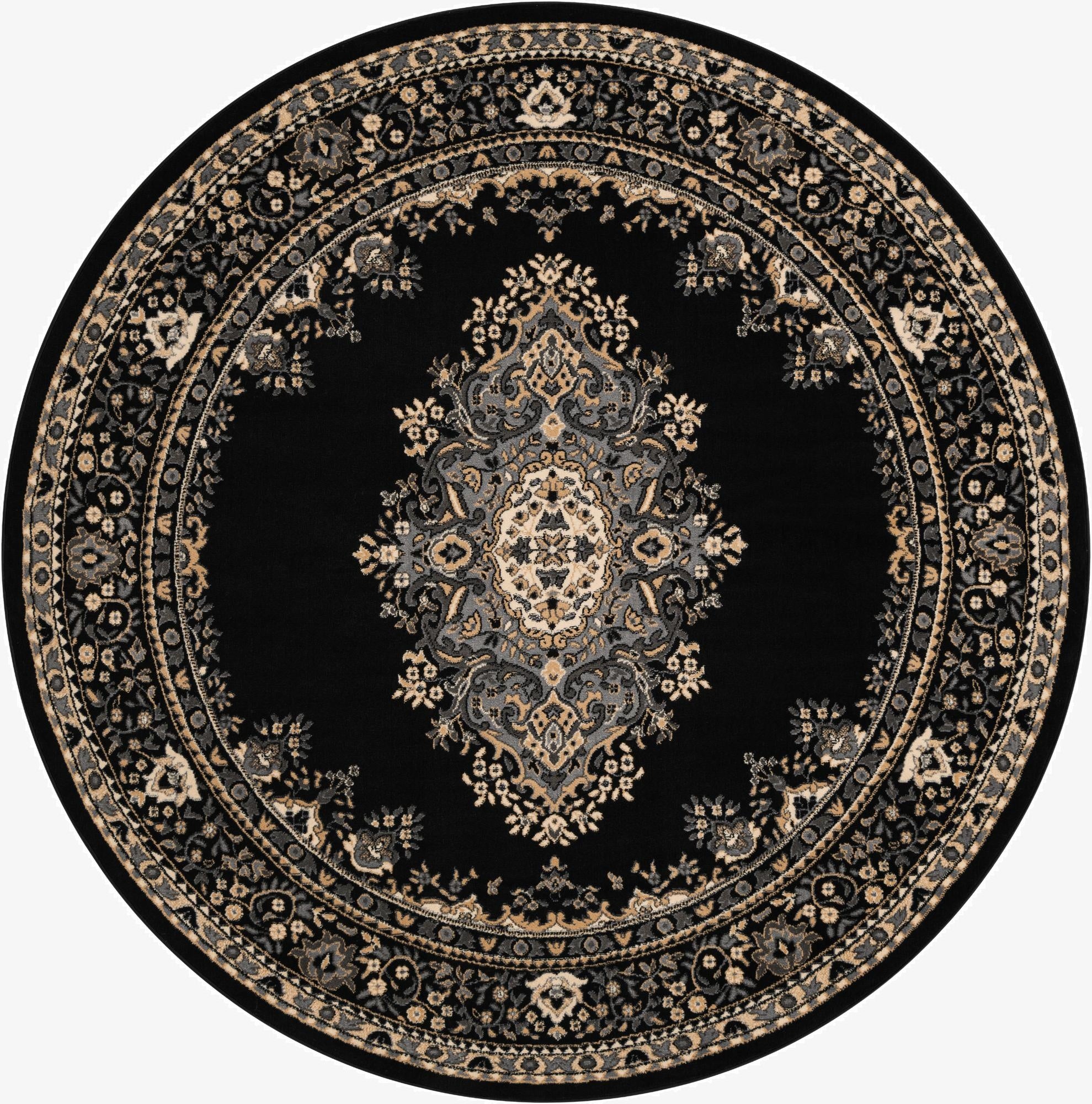 7' 10 x 7' 10 Mashad Design Round Rug