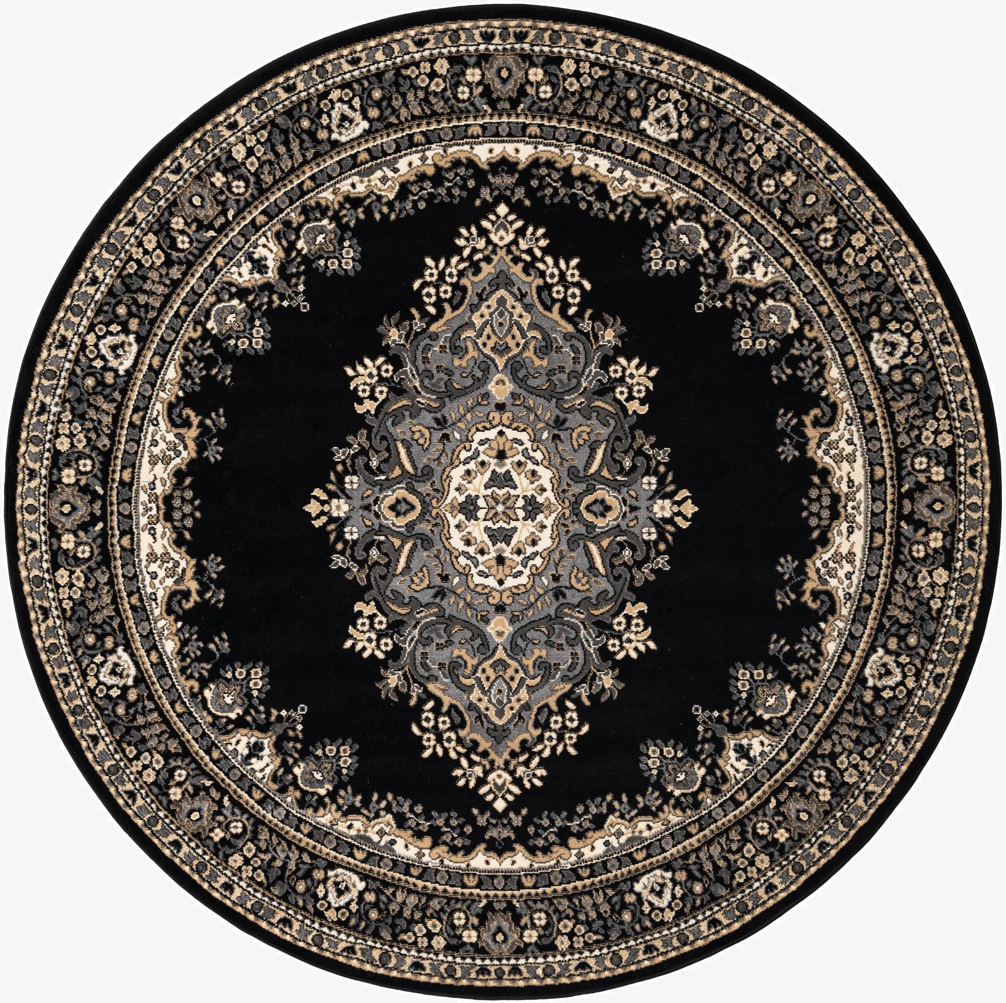 7' x 7' Mashad Design Round Rug