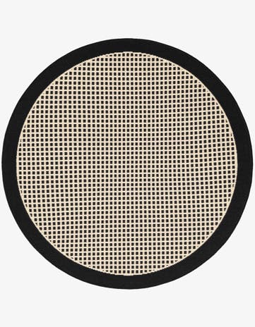 Black Easy-Clean Border Indoor / Outdoor Round Rug