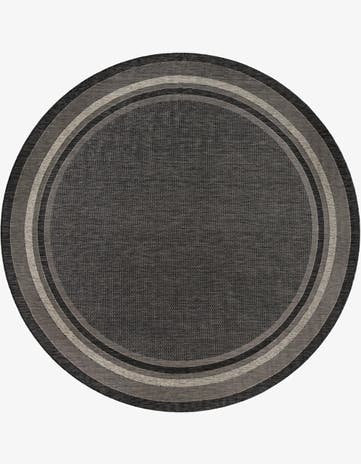 Black Easy-Clean Border Indoor / Outdoor Round Rug