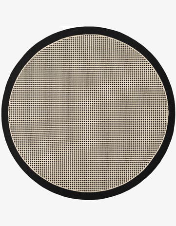 Black Easy-Clean Border Indoor / Outdoor Round Rug