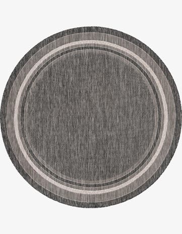 Black Easy-Clean Border Indoor / Outdoor Round Rug