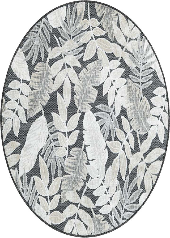 4' 5 x 4' 5 Easy-Clean Botanical Indoor / Outdoor Round Rug