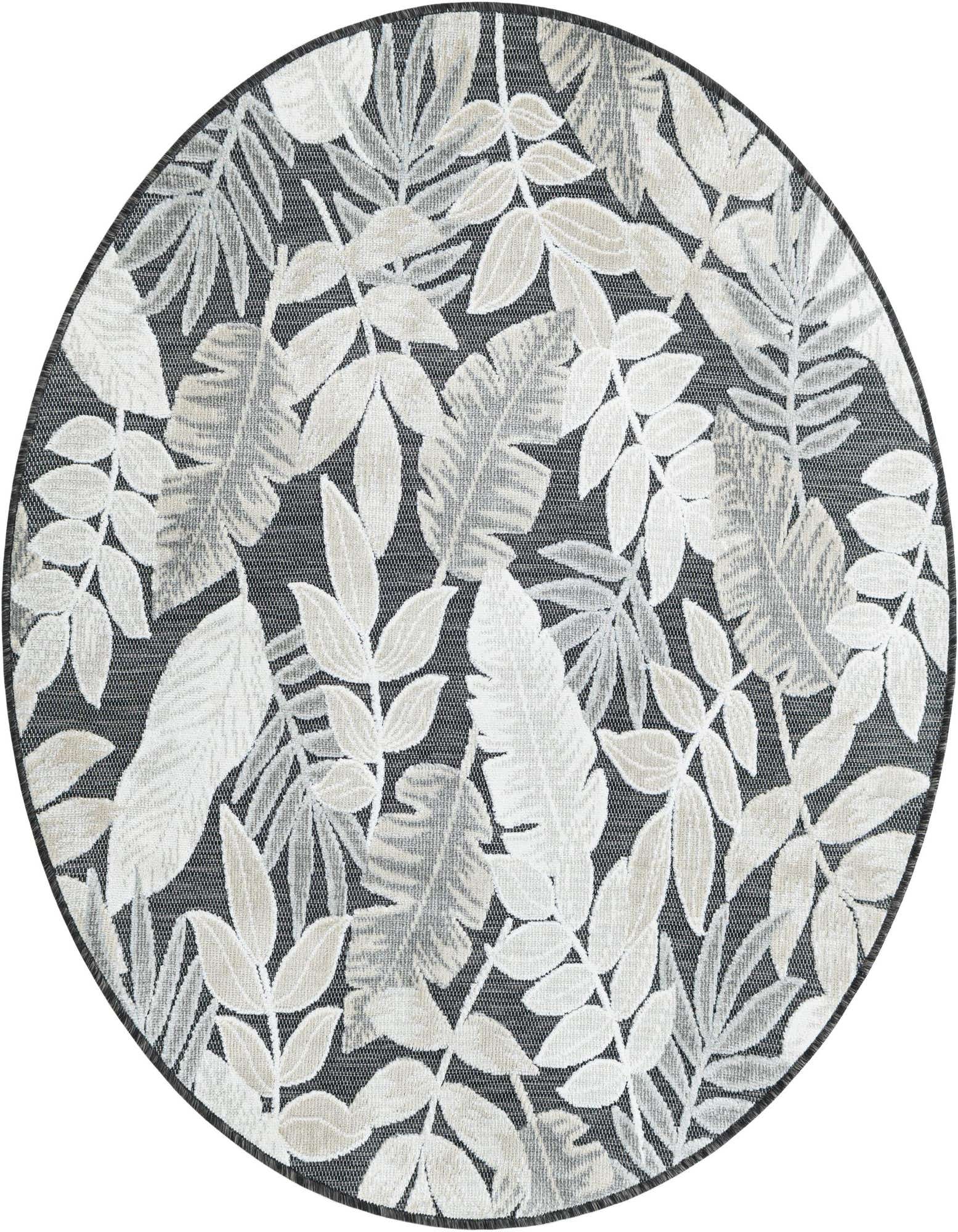 4' 5 x 4' 5 Easy-Clean Botanical Indoor / Outdoor Round Rug