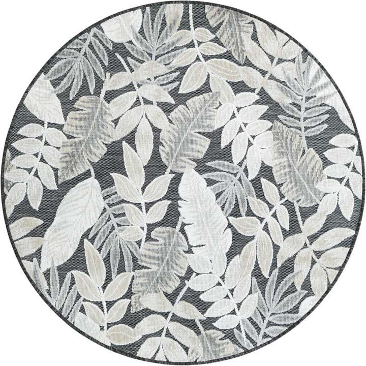 4' 5 x 4' 5 Easy-Clean Botanical Indoor / Outdoor Round Rug
