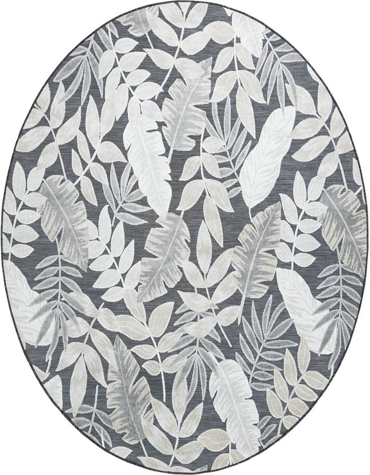 Detail image of 8' 2 x 8' 2 Easy-Clean Botanical Indoor / Outdoor Round Rug